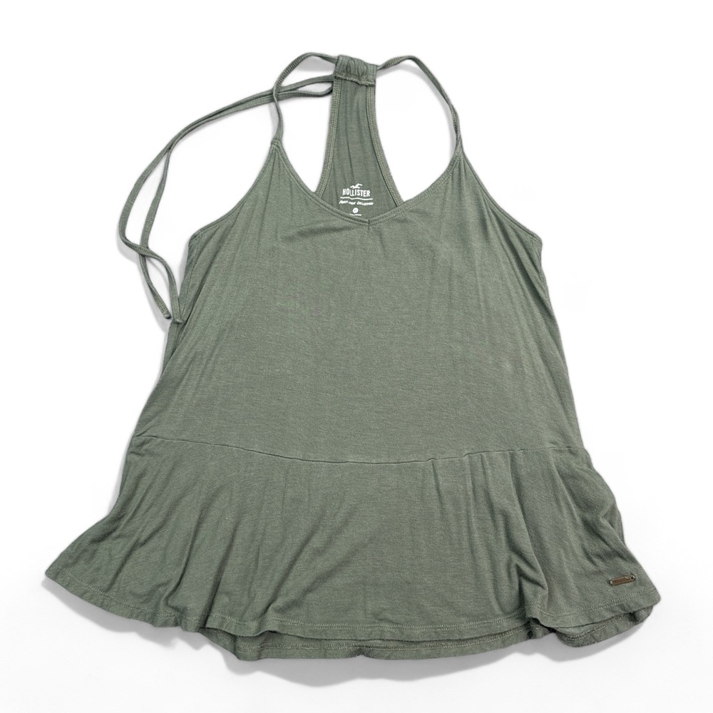 Hollister Tank Top‎ Blouse Womens Size XS Olive Green Flowy Beach Stretch